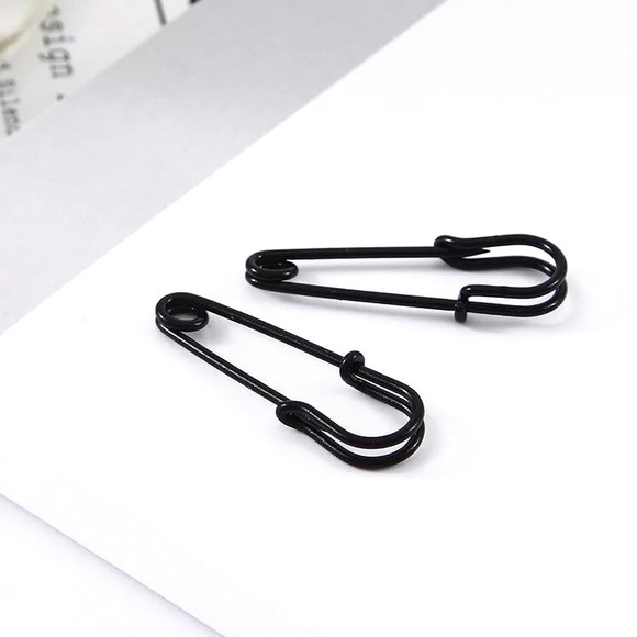 2/$20! Black Safety Pin Earrings - Picture 5 of 8